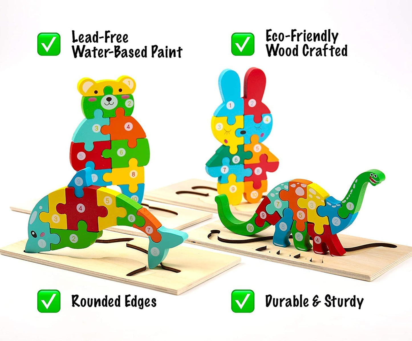 Dinosaur Puzzle Children'S Montessori Toy from 1-8 Years Boy Wooden Toy Small Children'S Toy 3D Baby Gifts Educational Toy Wooden Animals Patience Games for 2 3 4 5 6 Dino Toddler Brother