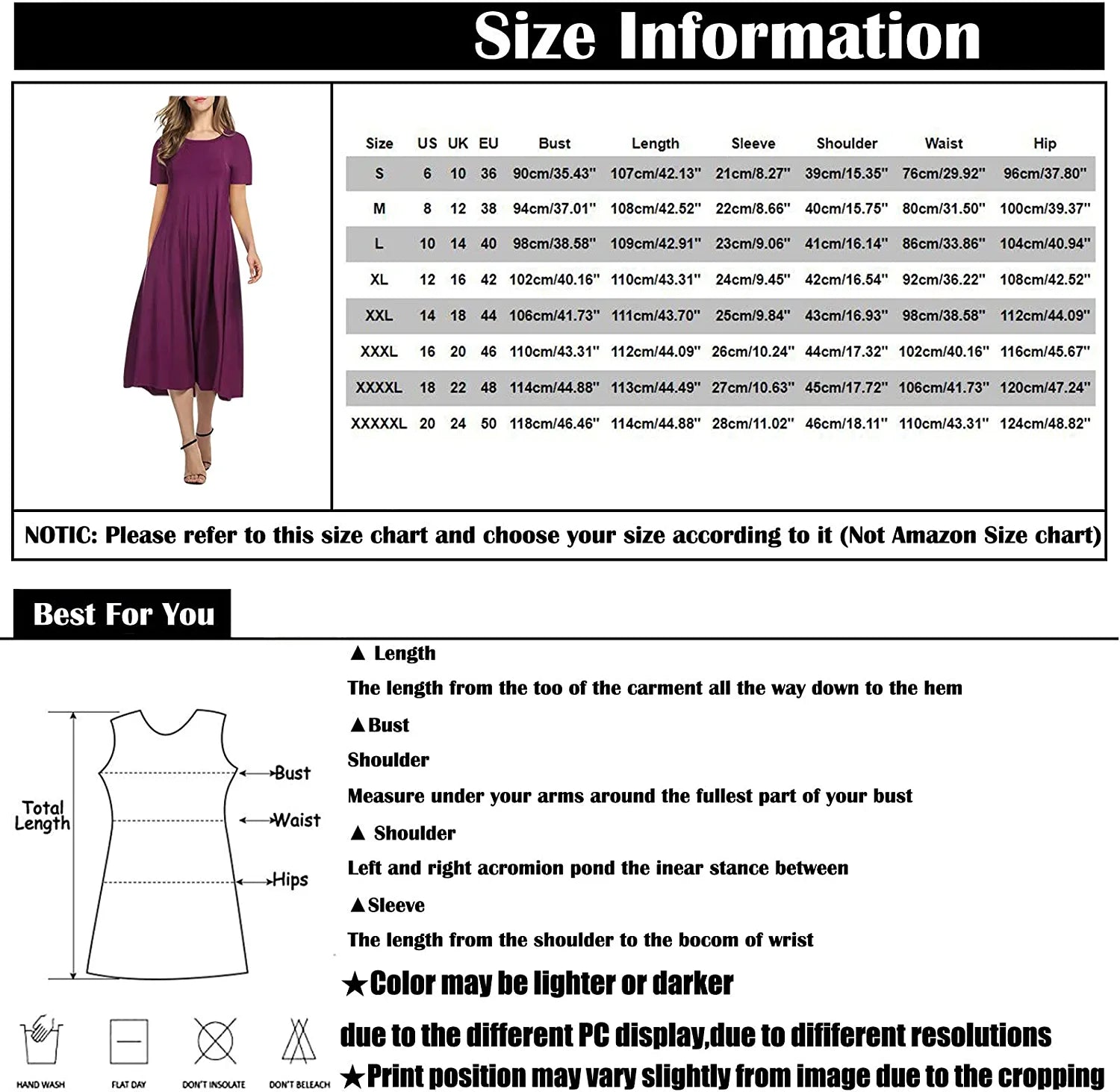 Lady Polyester Loose Fit Short Sleeve Dress