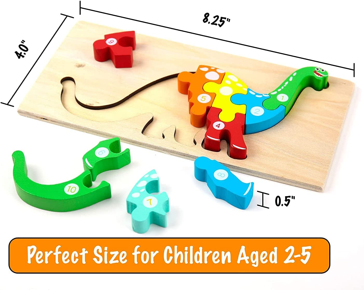 Dinosaur Puzzle Children'S Montessori Toy from 1-8 Years Boy Wooden Toy Small Children'S Toy 3D Baby Gifts Educational Toy Wooden Animals Patience Games for 2 3 4 5 6 Dino Toddler Brother